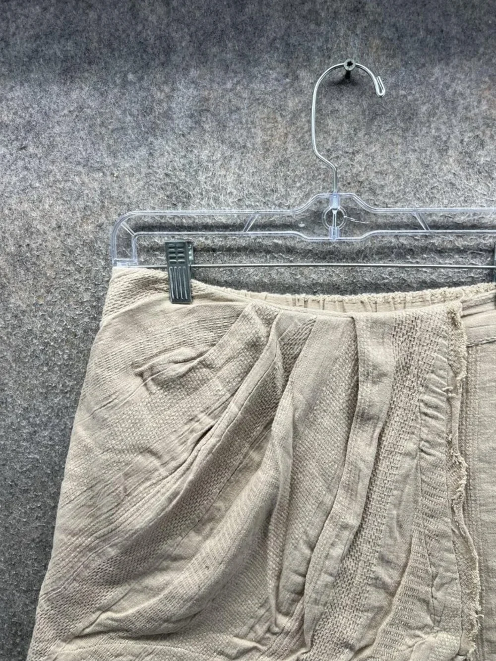 Free People Shorts Womens Small Beige Gauze Sweat Fringe Elastic Waist Casual